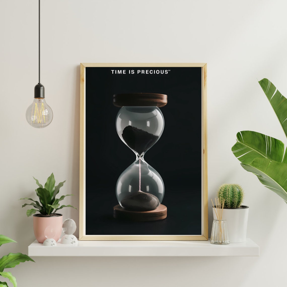 Time Is Precious Hourglass Dark Minimalist Motivational Quote Poster - Image 2