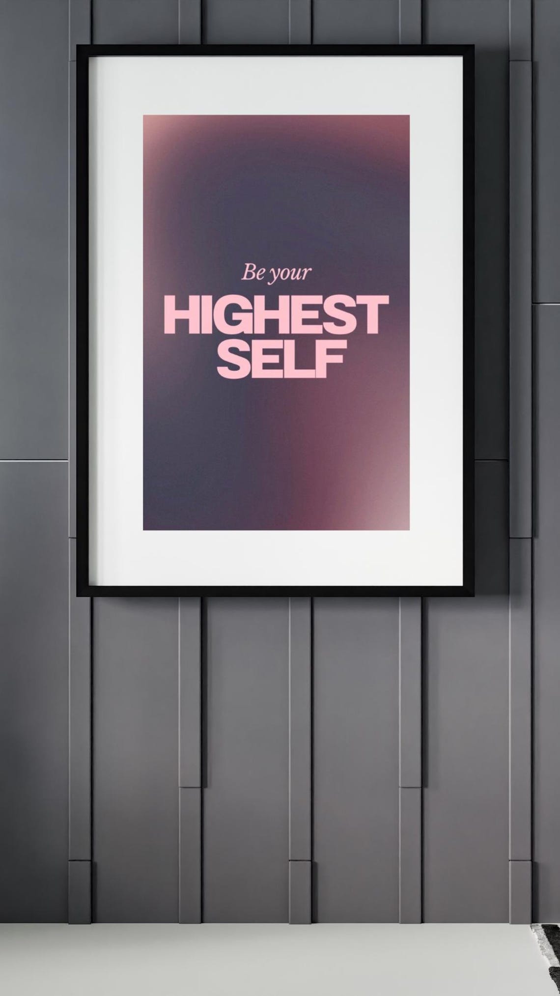Be Your Highest Self Pink on Purple Gradient Aura Quote Wall Art - Image 2
