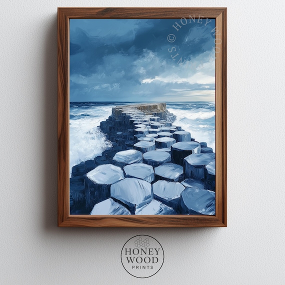 Giant's Causeway Northern Ireland Stormy Coastline Oil Painting Print