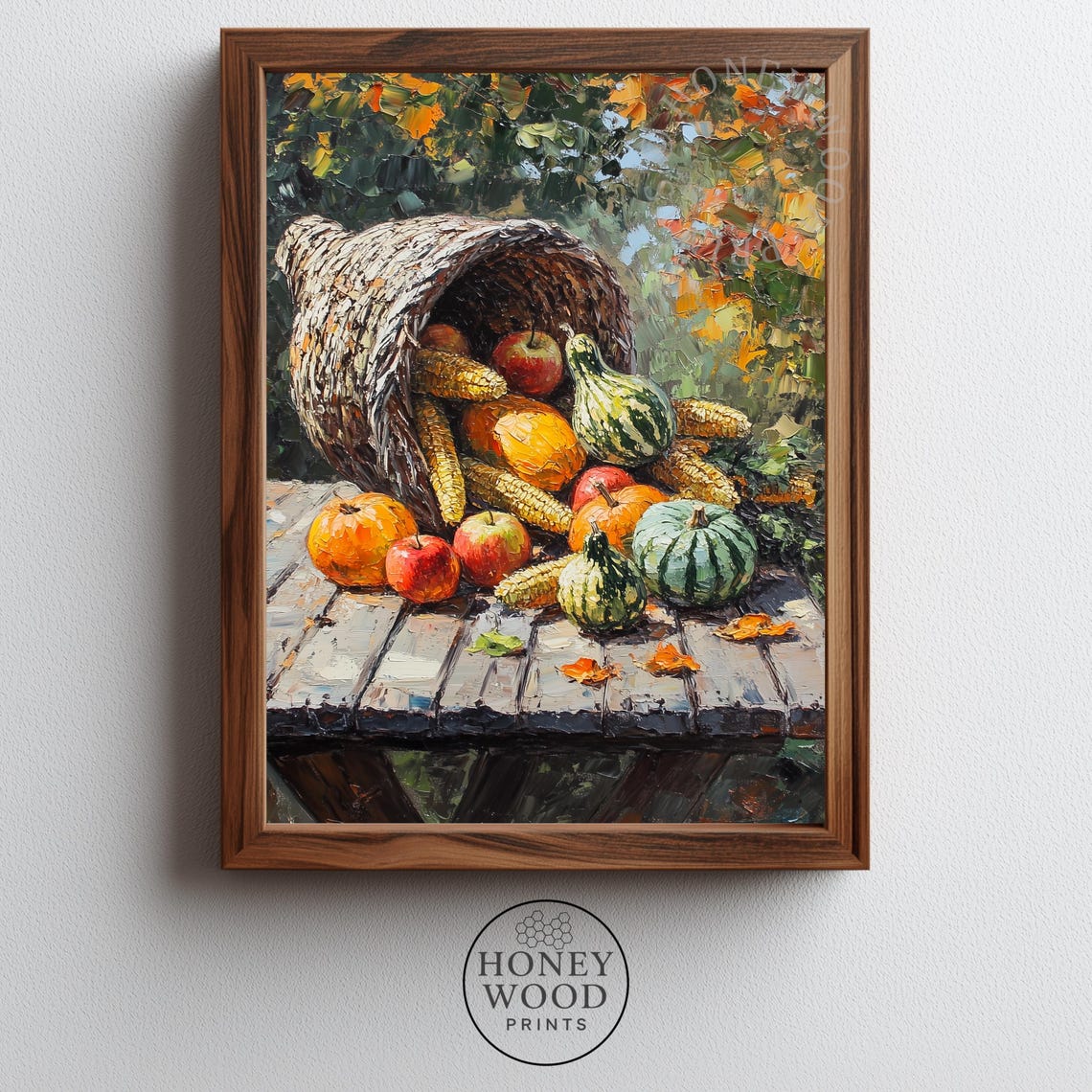 Cornucopia Autumn Harvest Still Life With Pumpkins Oil Painting Poster