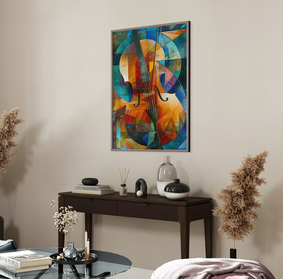 Cubist Cello in Bold Geometric Colors for Music Lovers Poster - Image 4
