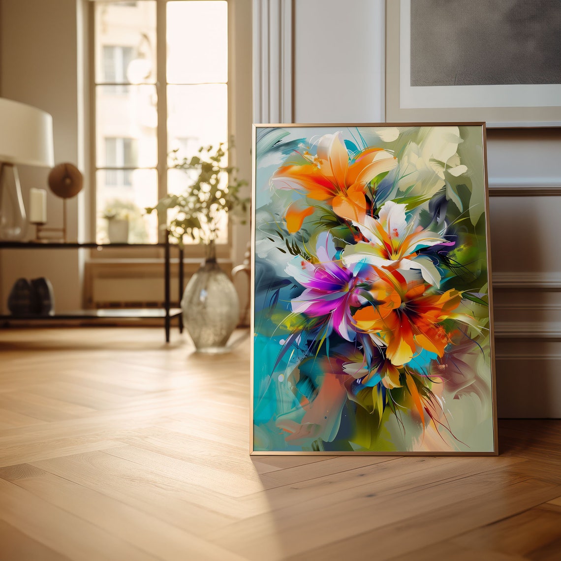 Abstract Floral Lily Bouquet Vibrant Expressive Painting Poster - Image 4