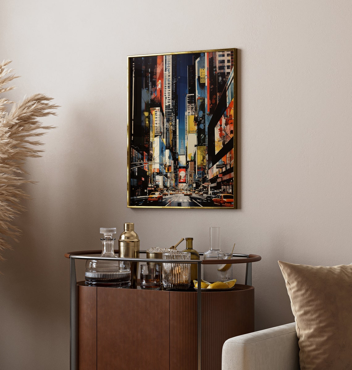 Abstract New York Times Square Street Night Lights Art Poster - Image 4