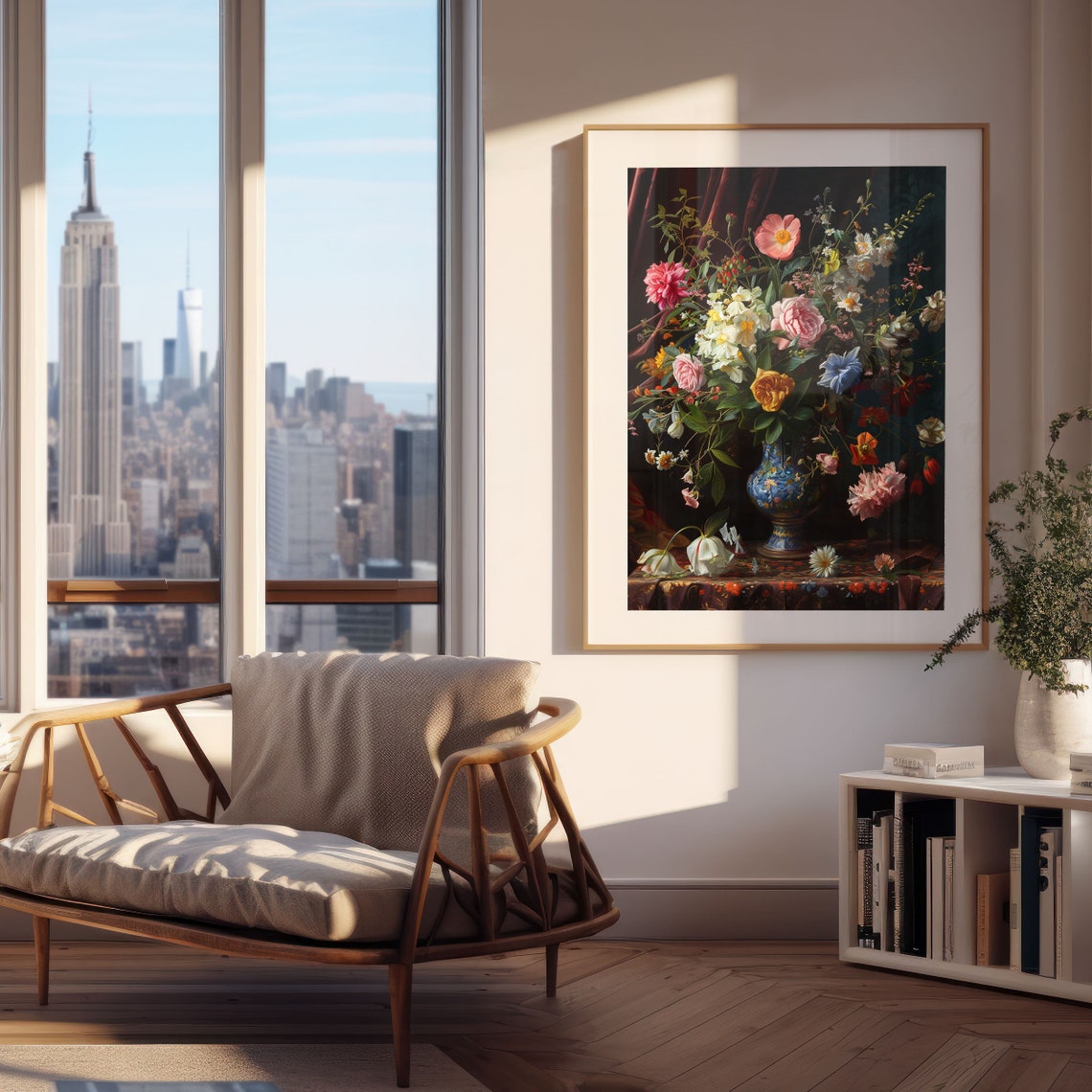 Dutch Old Master Flower Bouquet in Blue Vase Still Life Poster - Image 4