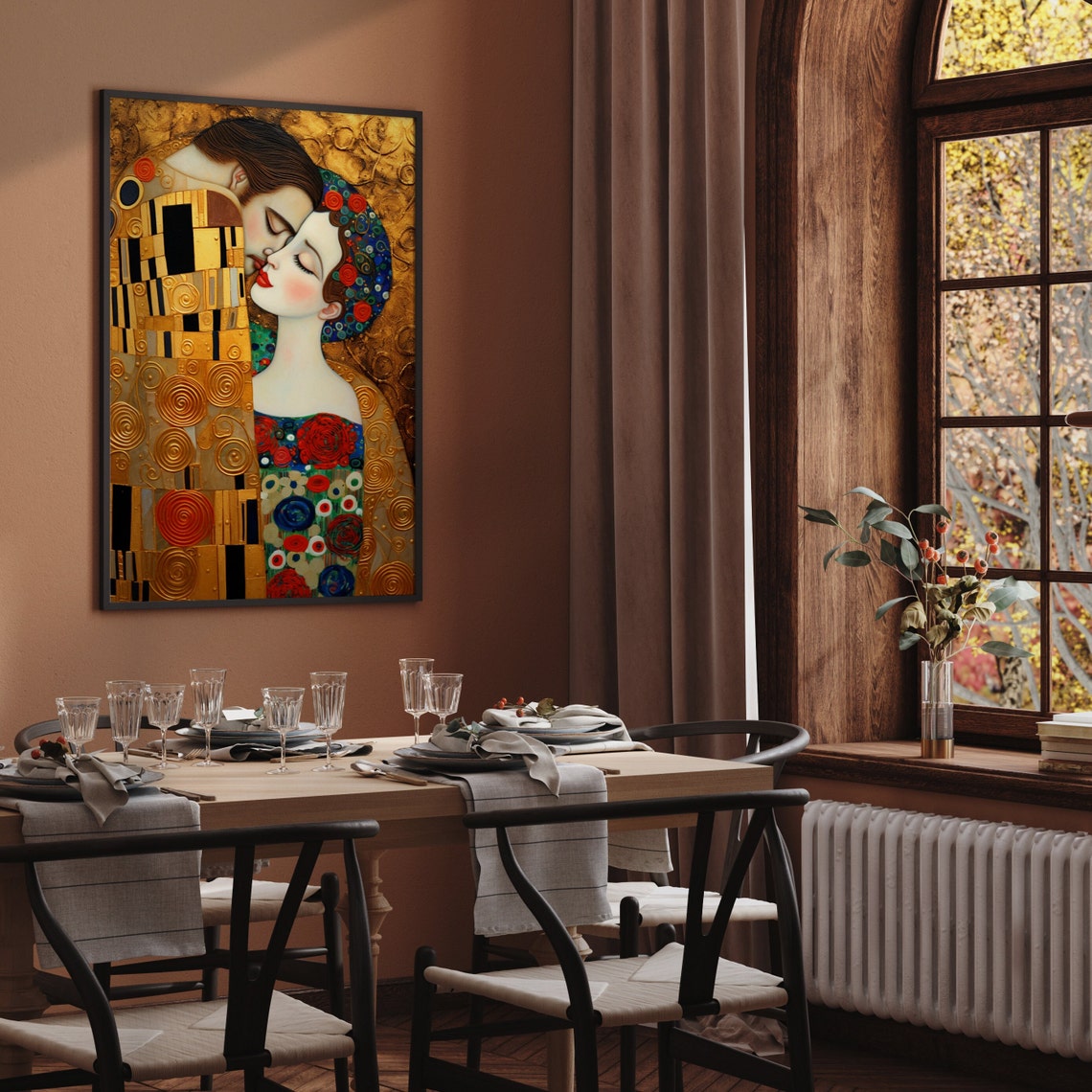 Romantic Connection Arts Modern Wall Decor Klimt Style Art Prints Instant Wall Art - Image 3