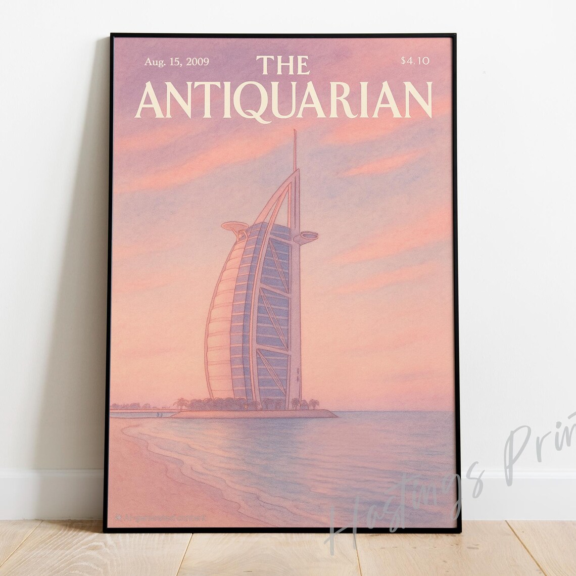 The Antiquarian Burj Al Arab Dubai Sunset Sail Hotel Magazine Cover Poster
