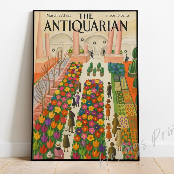 The Antiquarian Flower Show Tulip Garden Vintage Magazine Poster