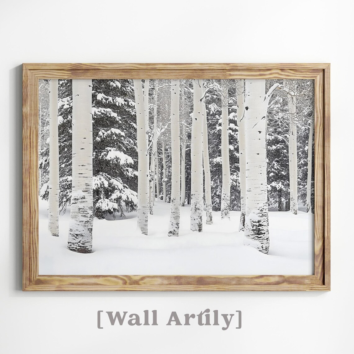 White Birch Trees Snowy Forest Minimal Winter Landscape Poster