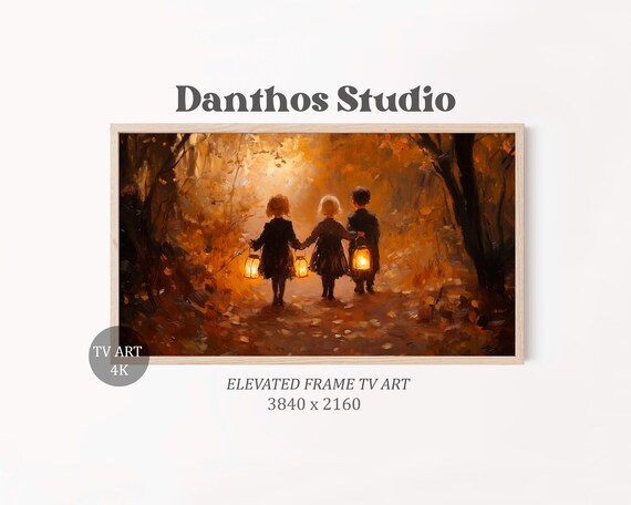 Vintage Halloween Frame Tv Art Kids In Costumes Autumn Wall Nostalgic Warm Fall Decor Instant 14