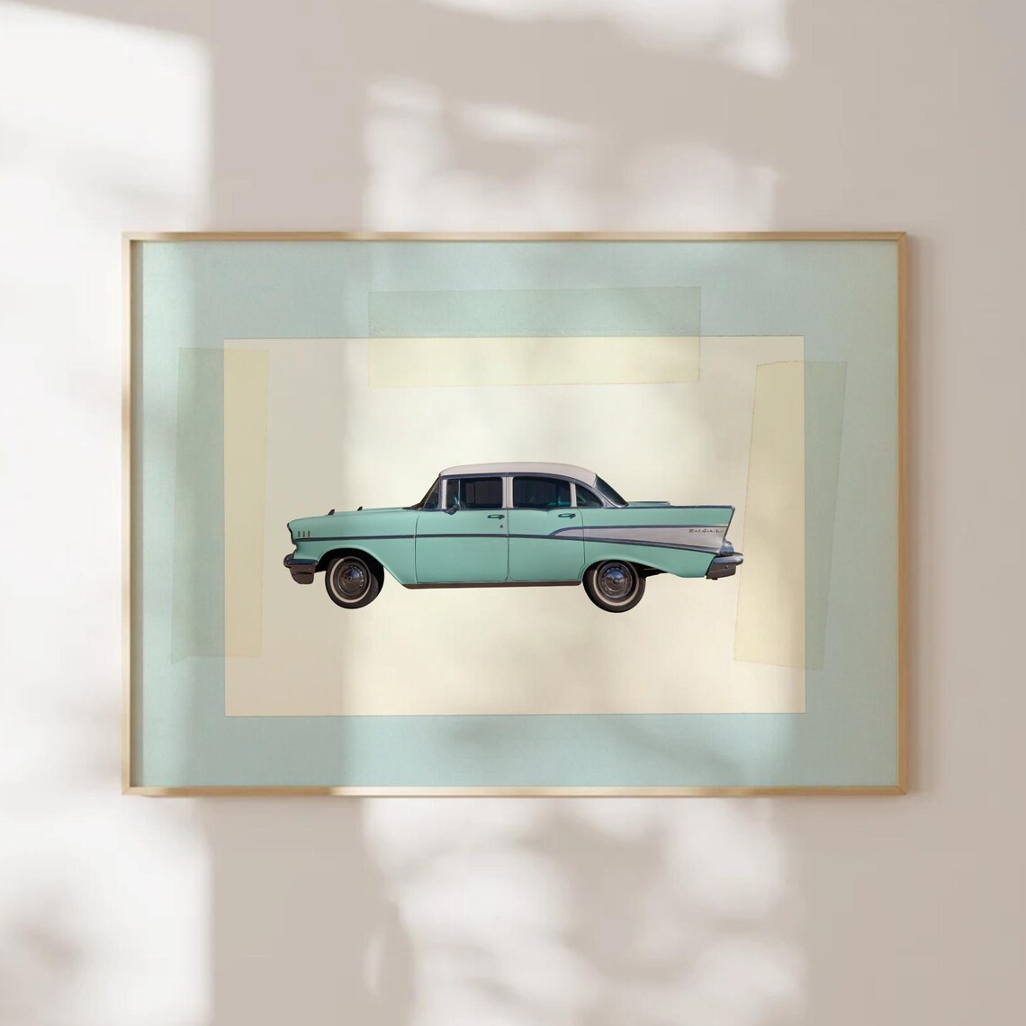 1957 Chevrolet Bel Air Teal Vintage Classic Car Side View Poster