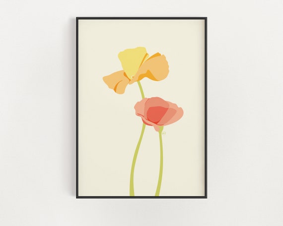 Icelandic Poppies Boho Minimalist Flower Poster Print