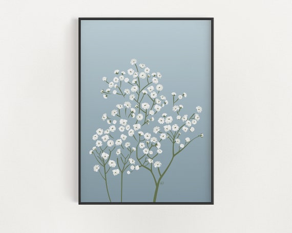 Baby's Breath Minimalist Floral Art Print, Nursery Decor