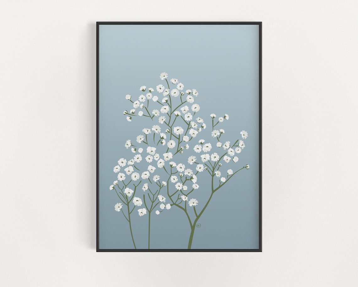 Baby's Breath Minimalist Floral Art Print, Nursery Decor
