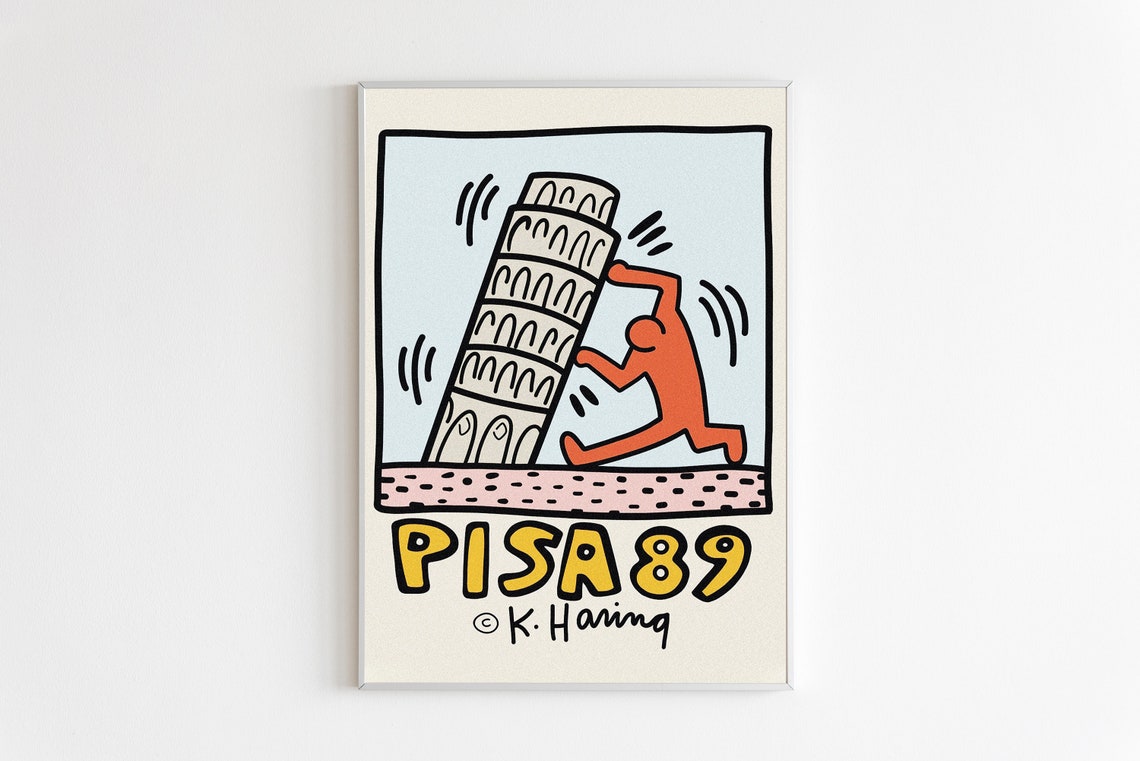 Keith Haring Pisa 89 Leaning Tower Pop Art Italy Travel Poster