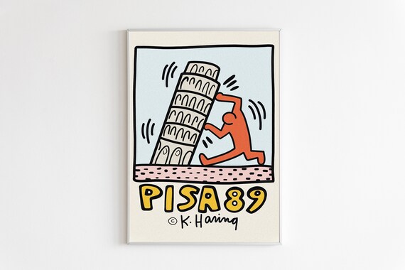 Keith Haring Pisa 89 Leaning Tower Pop Art Italy Travel Poster