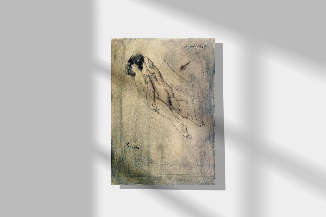 Picasso Les Amants 1904 Lovers Pencil Sketch Romantic Art Poster - Image 2