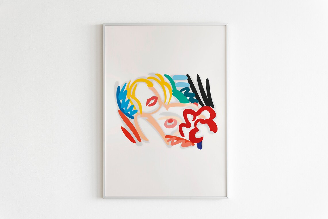 Abstract Reclining Figure Colorful Line Art Modern Minimalist Poster - Image 3