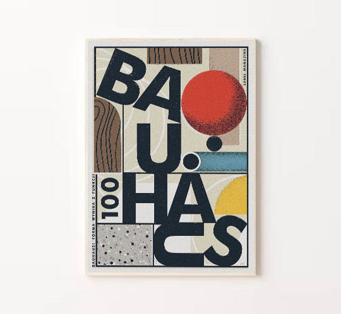 Bauhaus 100 Typography Collage Geometric Centenary Art Poster - Image 2
