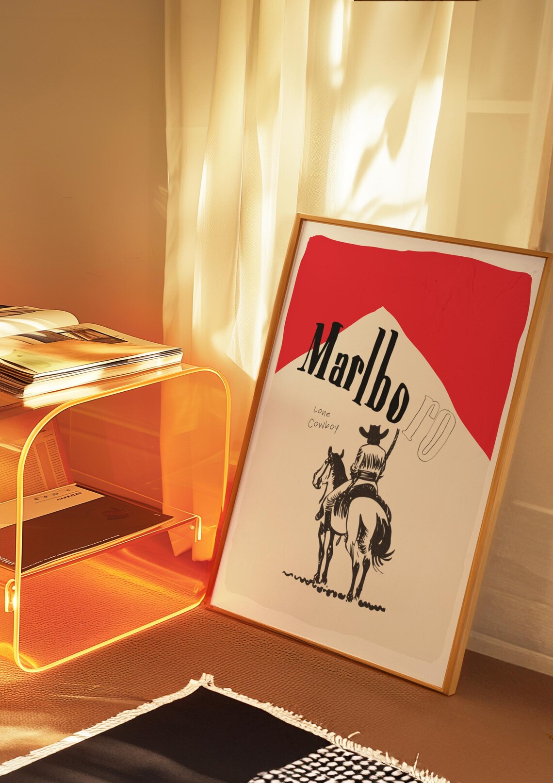 Marlboro Lone Cowboy Western Retro Rodeo Style Vintage Art Print - Image 5