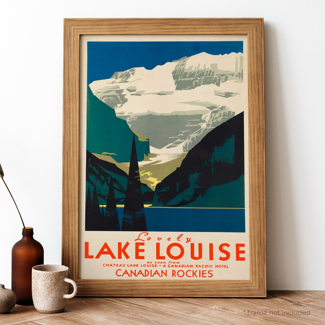 Lovely Lake Louise Canadian Rockies Vintage Railway Travel Poster