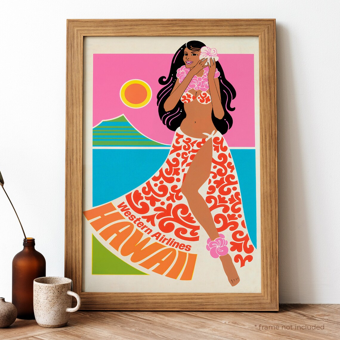 Hawaii Vintage Travel Poster, Retro Print