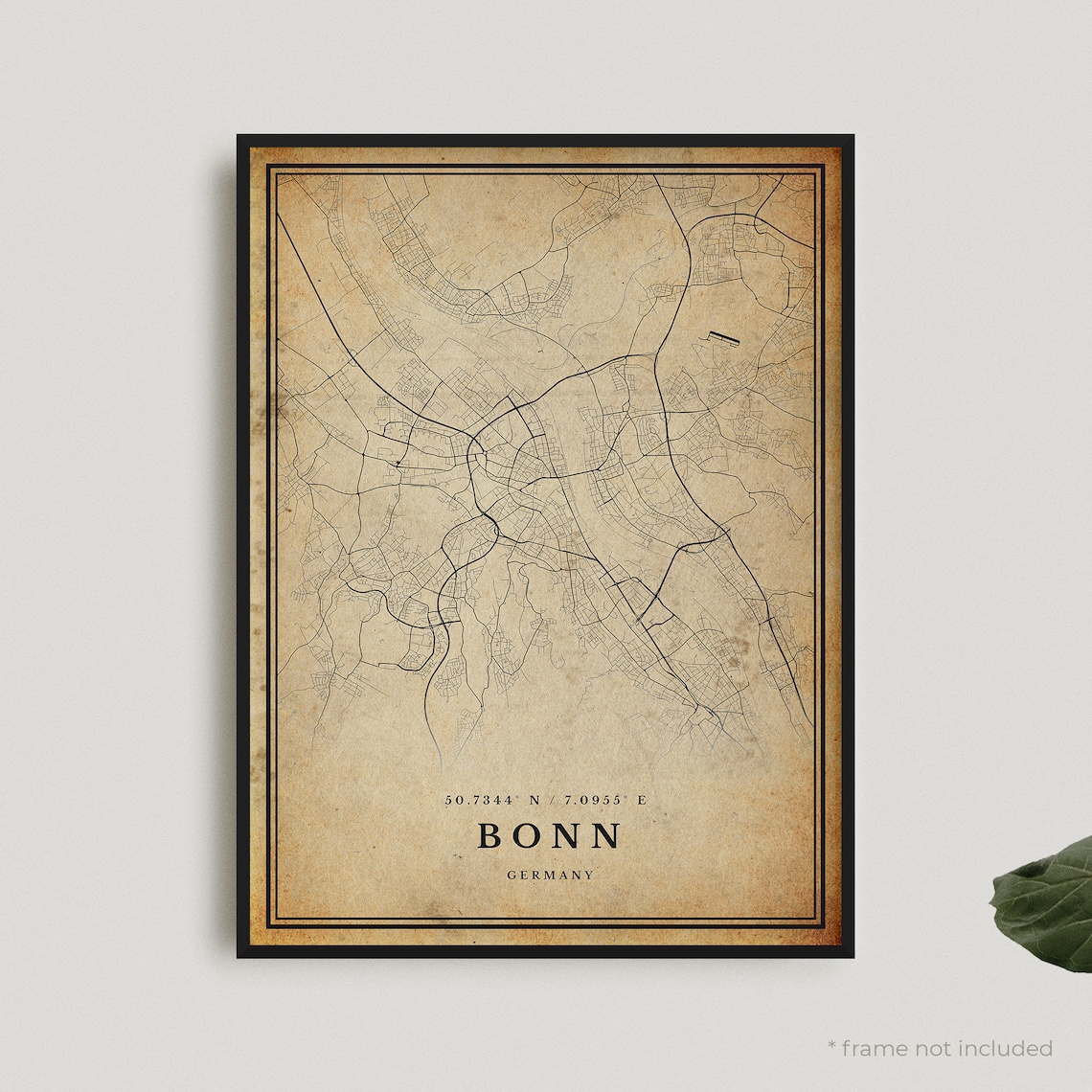 Bonn Germany Vintage Street Map With Antique Parchment Style Poster