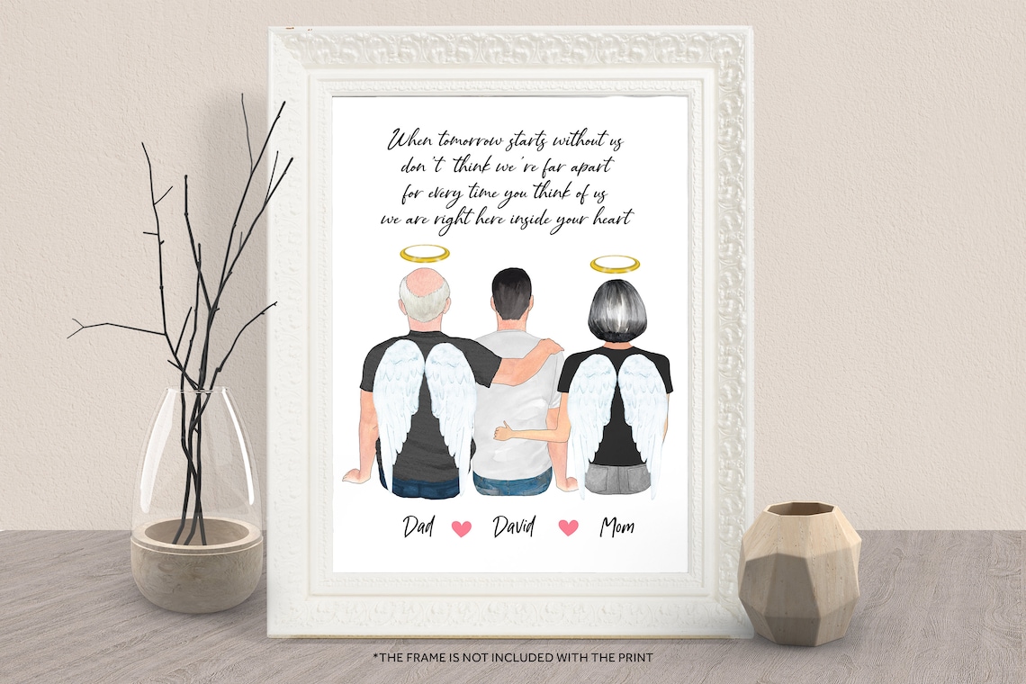 Parents Memorial Print Angel Mom And Dad In Heaven Son Remembrance