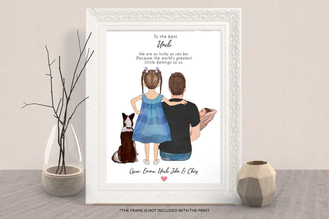 Personalized Uncle Gift Portrait Nephew Niece Family Art Poster