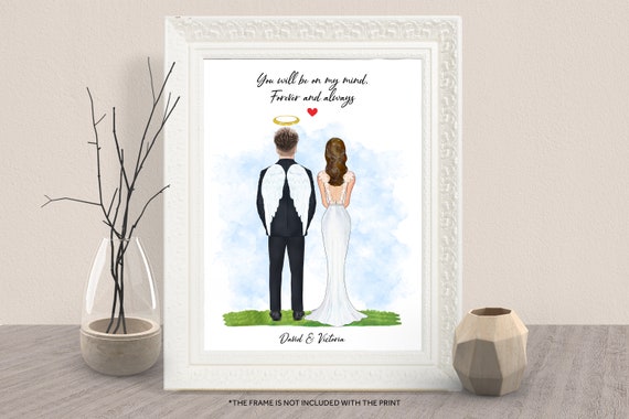 Wedding Memorial Print Angel Groom With Bride Forever And Always