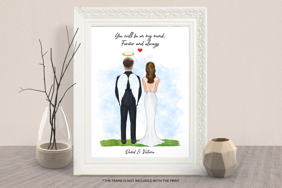 Wedding Memorial Print Angel Groom With Bride Forever And Always