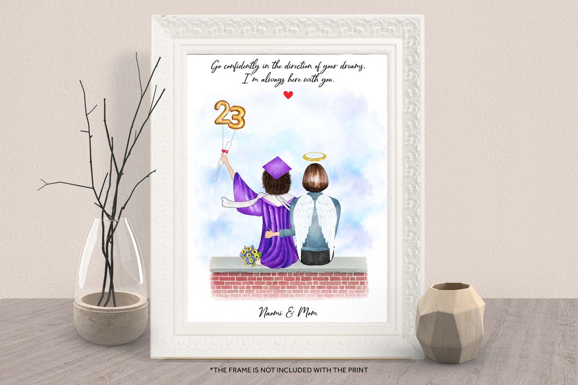 Personalized Graduation Memorial Angel Mom 2023 Keepsake Print