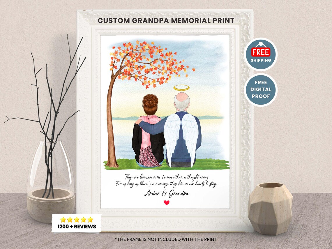 Grandpa and Granddaughter Memorial Christmas Art Print