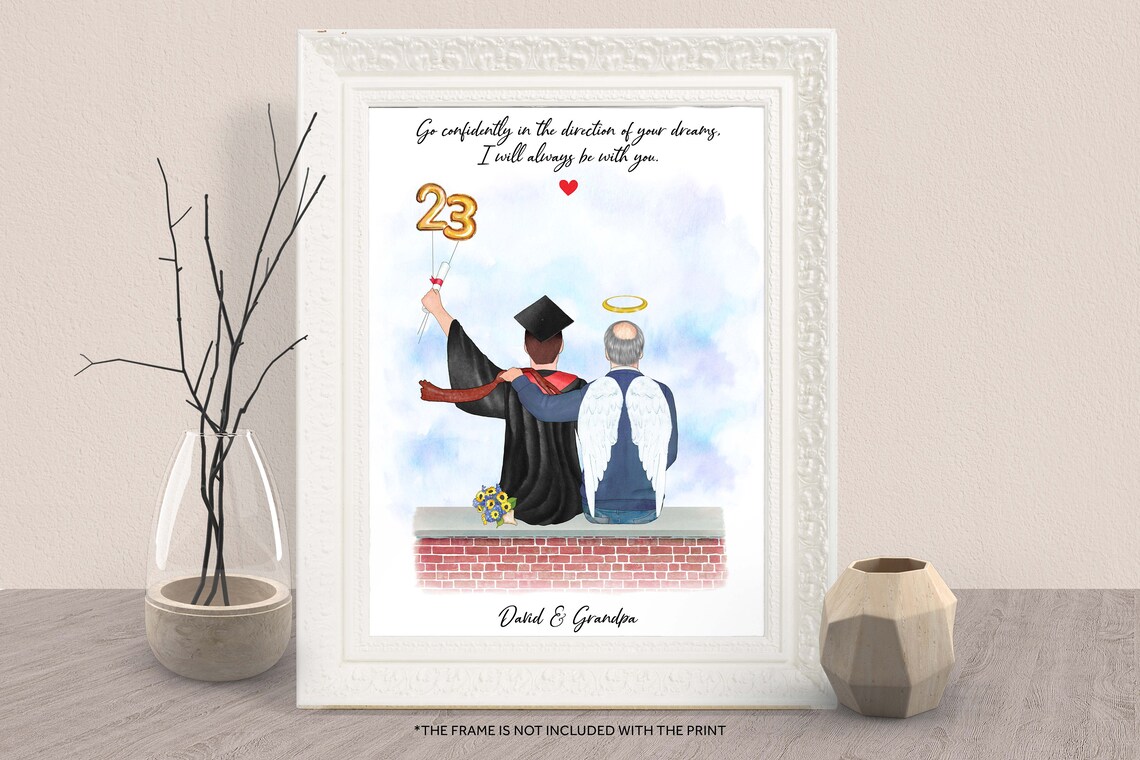 Go Confidently Class of 2023 Angel Grandpa Graduation Poster