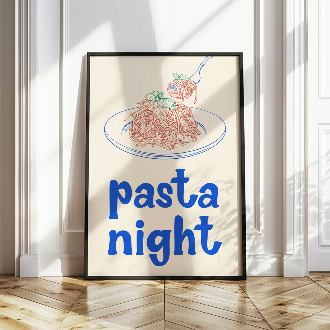 Pasta Night, Hand Drawn Kitchen Art Print