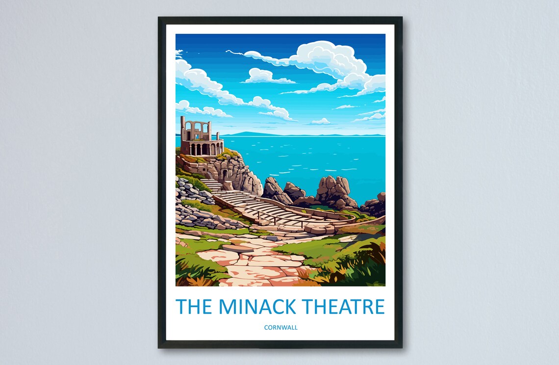 Minack Theatre Travel Poster, Cornwall Landmark