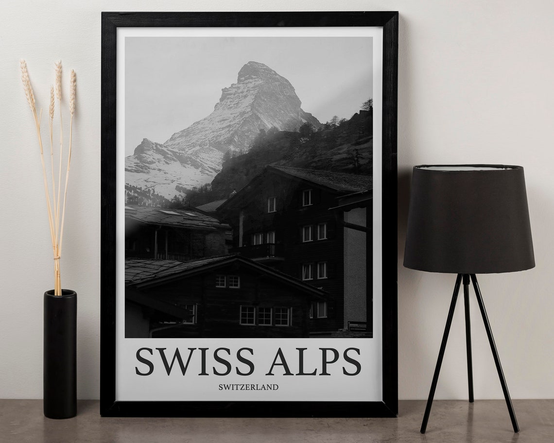 Swiss Alps Photo Print Of Swiss Alps Switzerland Travel Photo Hanging Decor Photo Travel Art Gift For Travel Artwork Wall Art Framed - Image 3