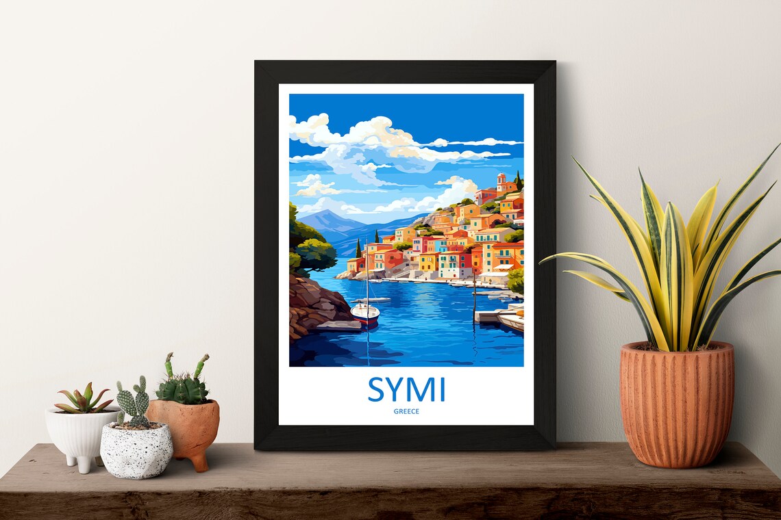 Symi Greece Colorful Harbor Town Island Scenic Travel Poster - Image 3
