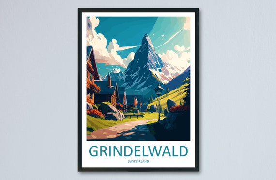 Grindelwald Travel Poster, Switzerland Wall Decor