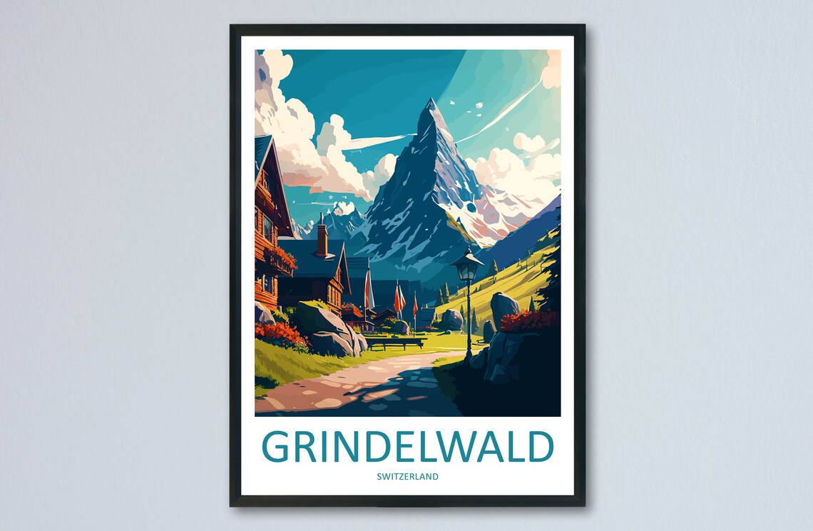 Grindelwald Travel Poster, Switzerland Wall Decor