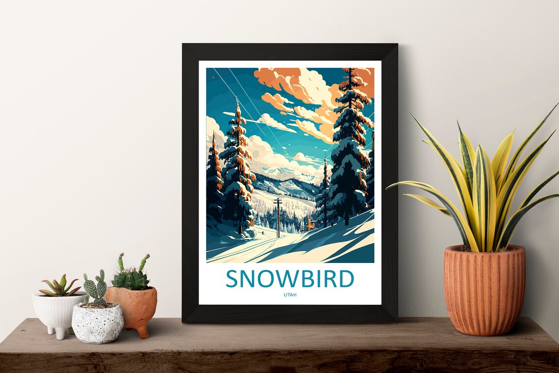 Snowbird Utah Ski Slope Powder Day Mountain Morning Travel Poster - Image 3