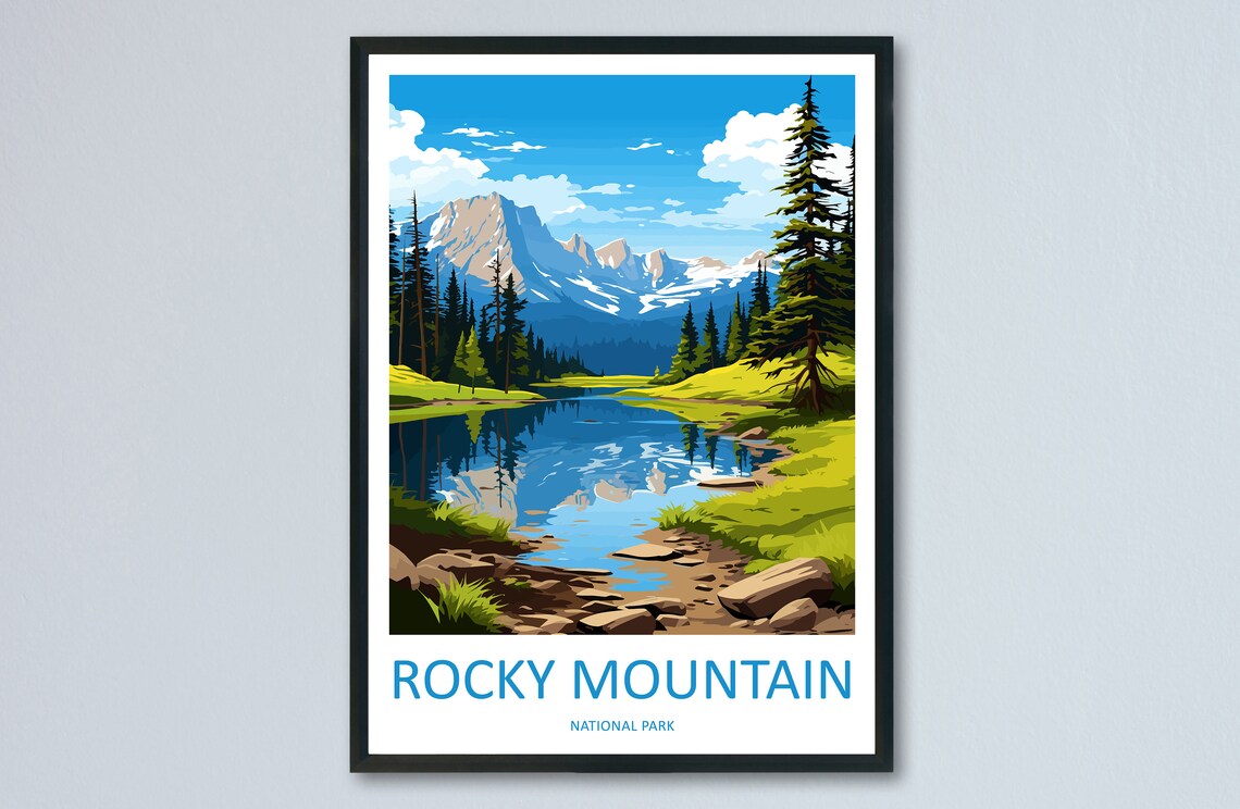 Rocky Mountain National Park Alpine Lake Vintage Travel Poster
