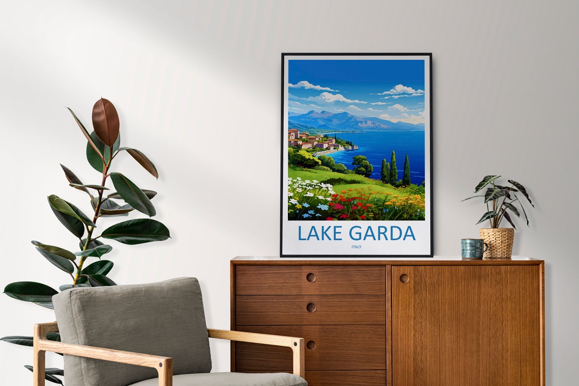 Lake Garda Travel Print Wall Art Lake Garda Wall Hanging Home Decoration Lake Garda Gift Art Lovers Wall Art Print Art Lake Garda Travel Art - Image 2