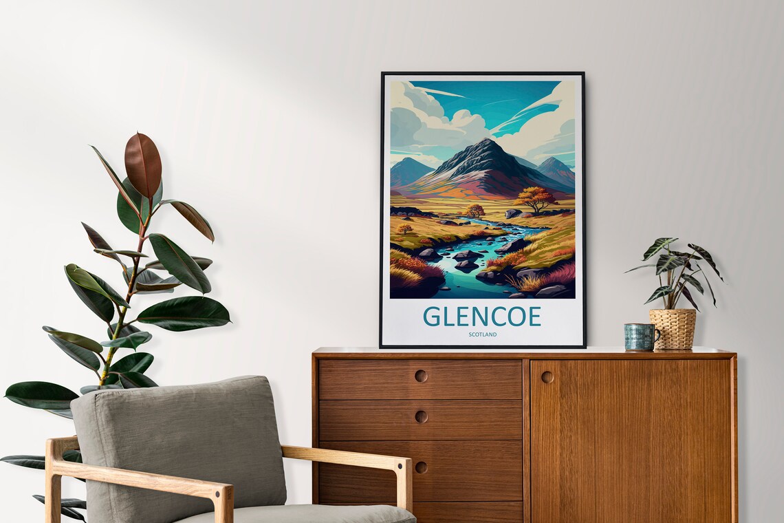 Glencoe Travel Poster, Scotland Landscape Art - Image 2