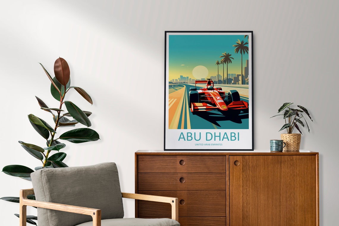 Abu Dhabi Travel Print Wall Decor Abu Dhabi Circuit Poster Motorsport Travel Print Art Print Racing Illustration Uae Race Car Travel Art - Image 2