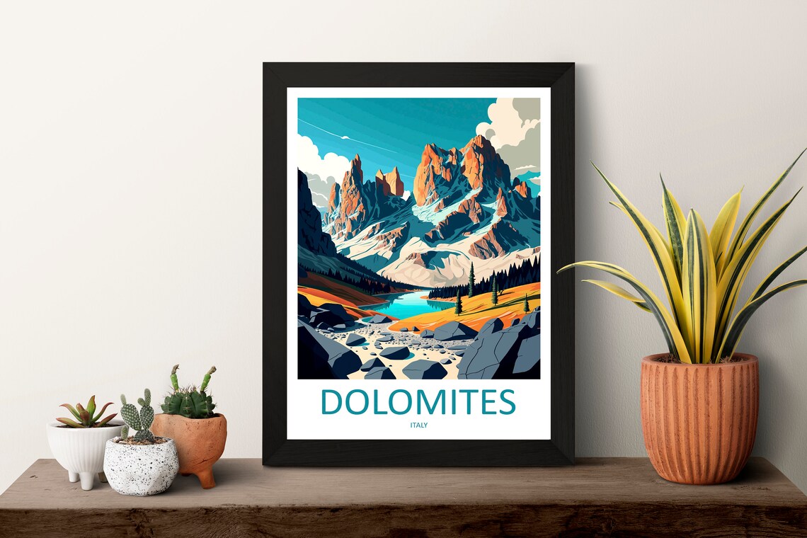Dolomites Travel Poster, Italian Mountains - Image 3