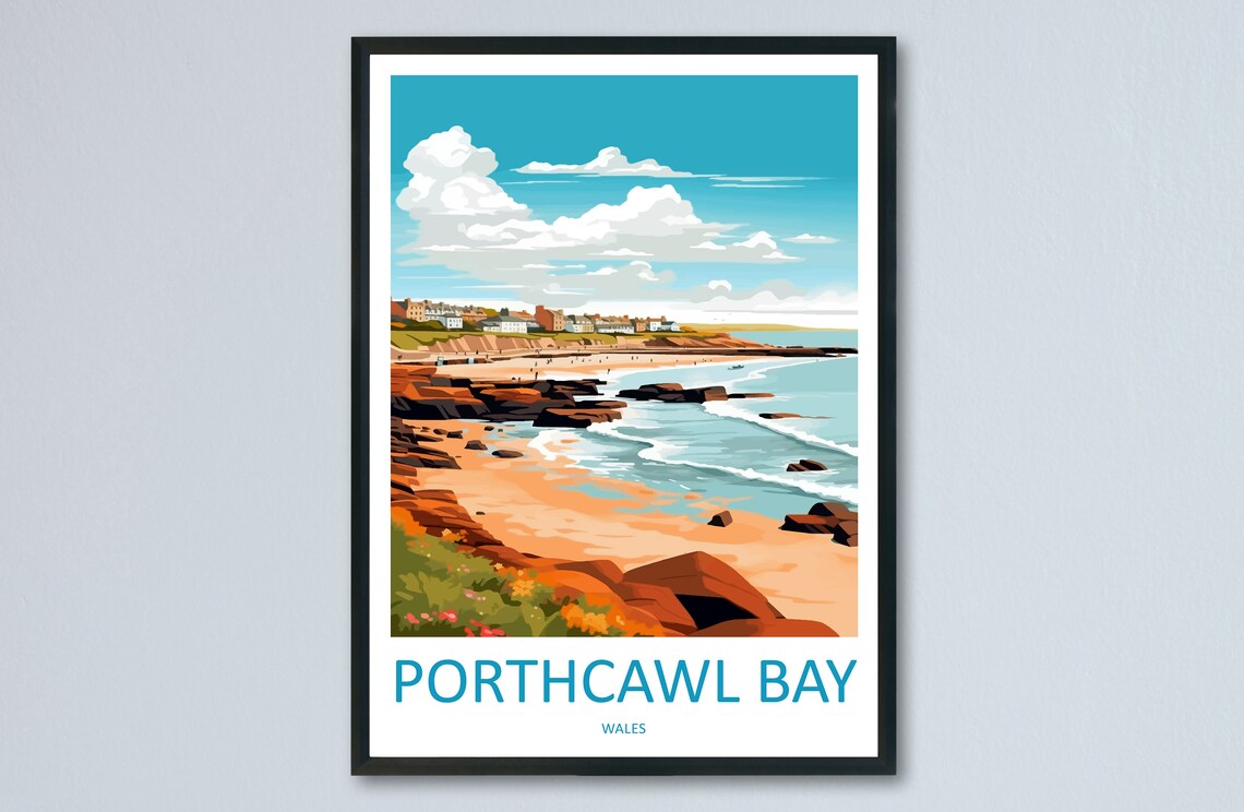Porthcawl Bay Wales Rocky Shoreline Seaside Town Beach Poster