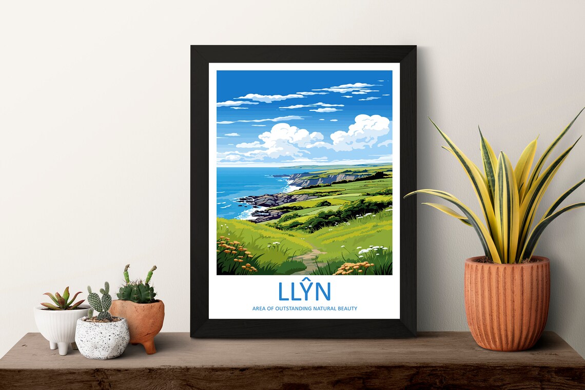 Llyn Peninsula Wales Wildflower Cliffs Sparkling Sea Travel Poster - Image 3