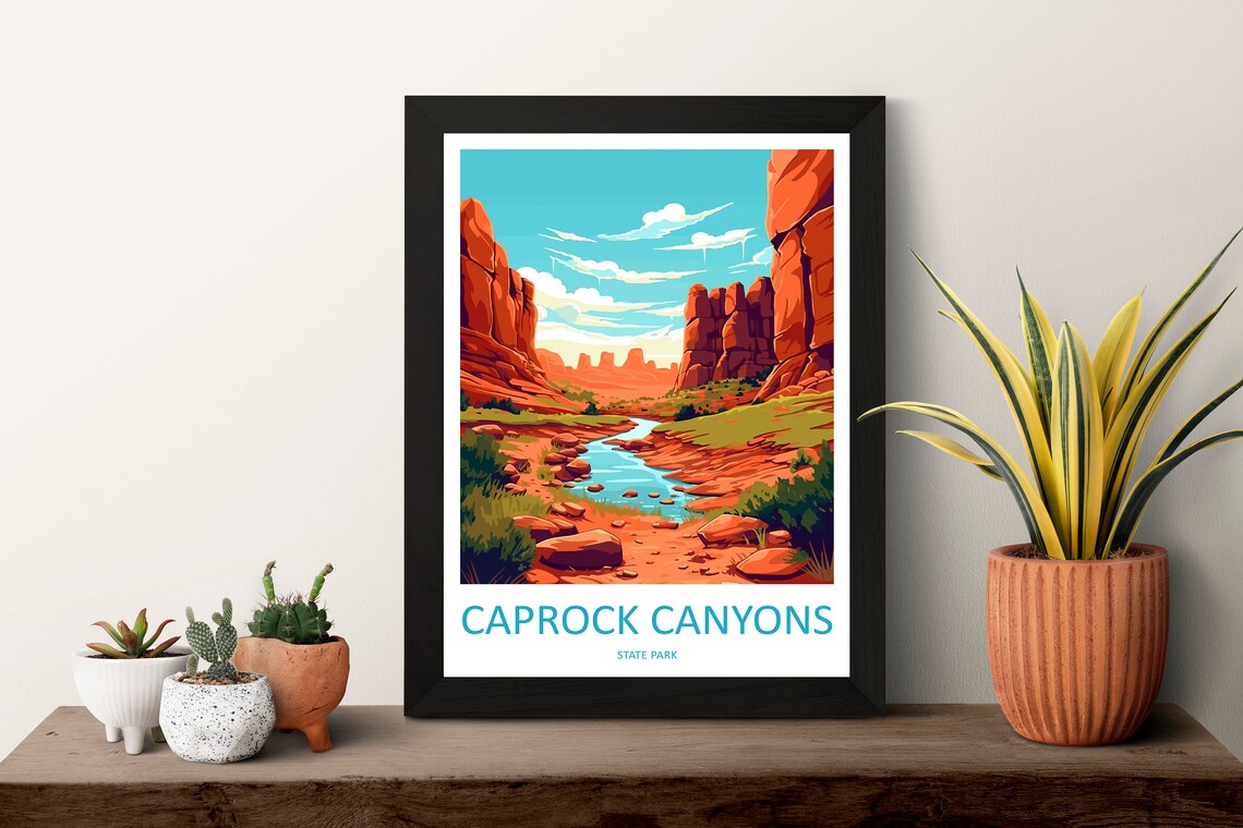 Caprock Canyons Texas Red Rock Canyon River Desert Travel Poster - Image 3