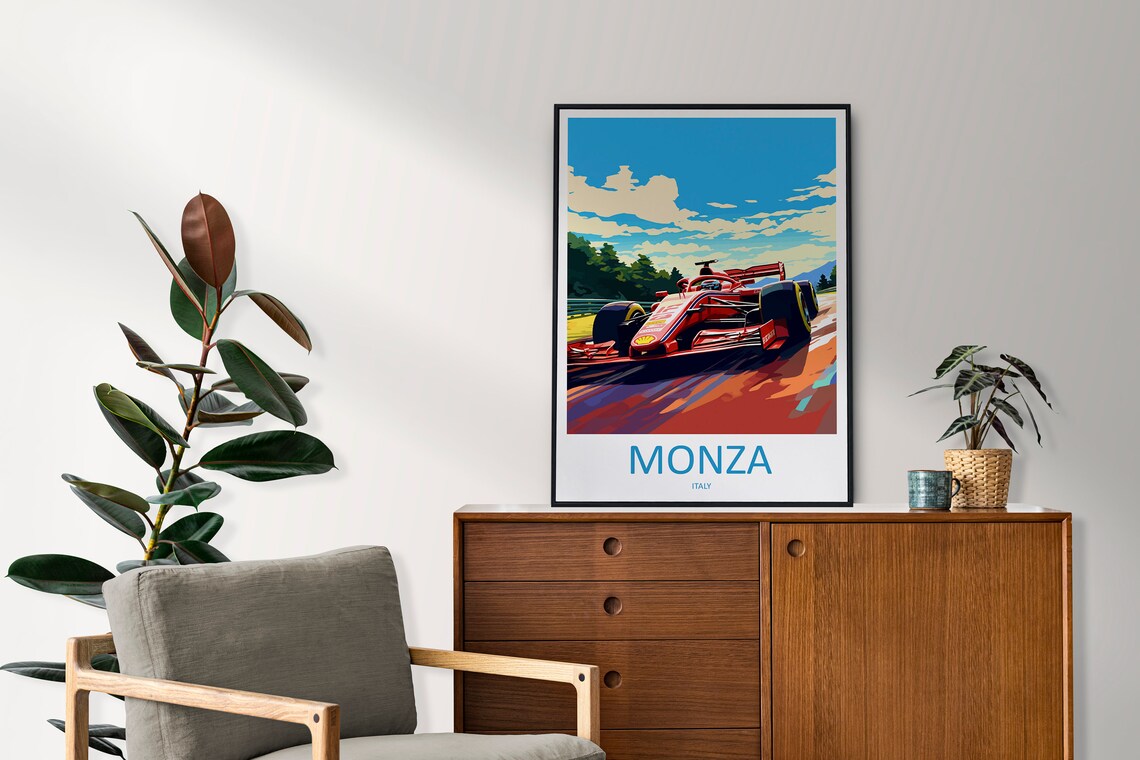 Monza Travel Print, Motorsport Italy Race Car Poster - Image 2