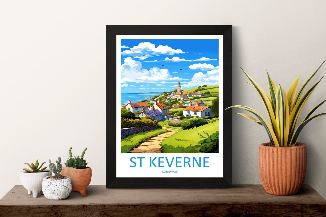 St Keverne Travel Poster, Cornwall Place Print - Image 3